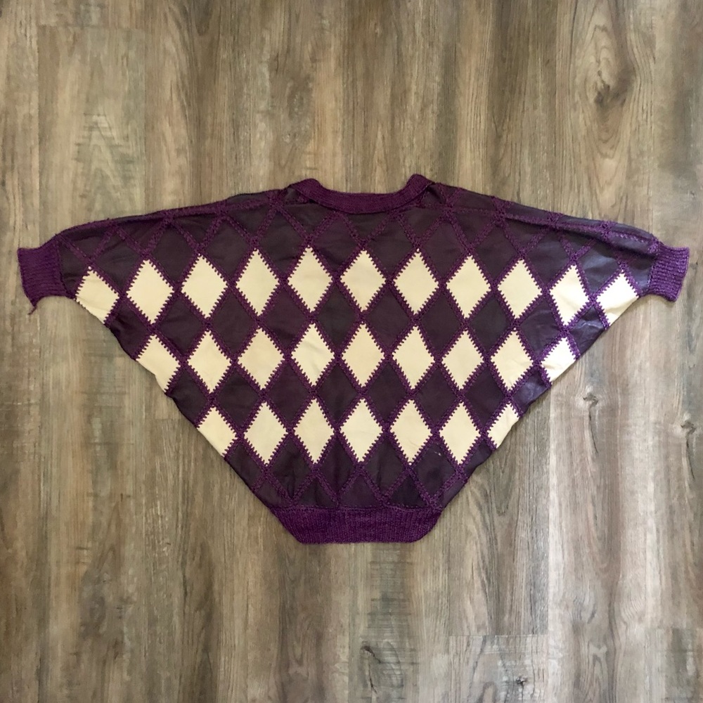 Vintage Patchwork Leather Batwing Top - image 7